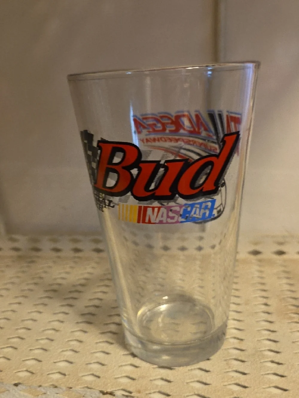 Budweiser Bud Atlanta & Talladega Pint Beer Glass Lot of 2 NASCAR Racetrack